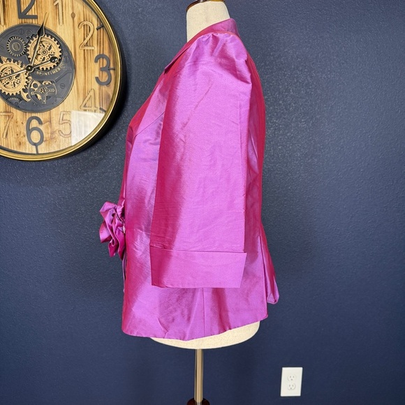 Alex Evenings Iridescent Purple Taffeta 3/4 Sleeve Wrap Blouse Plus Size 2X - Picture 3 of 6